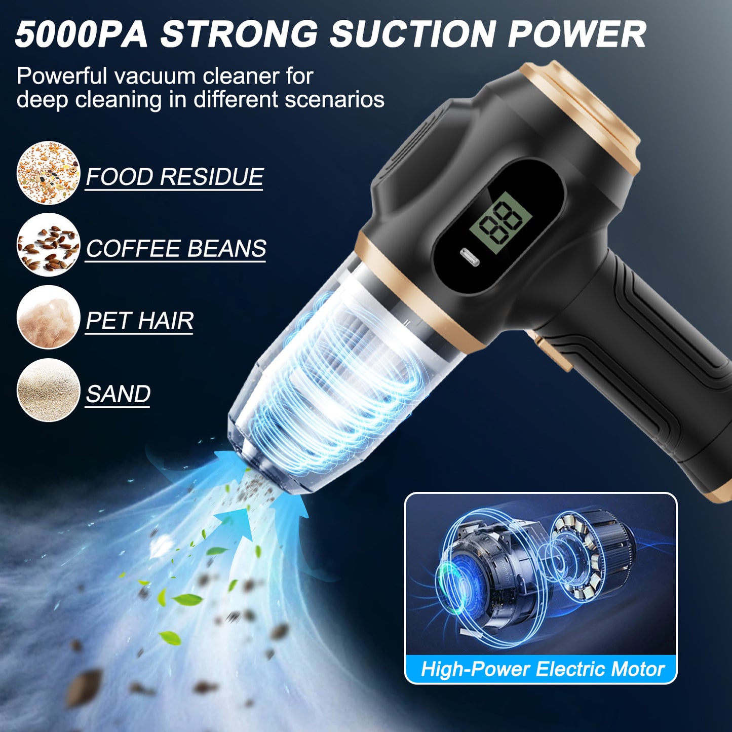 Cordless Handheld Car Vacuum Cleaner | 120W, Wet & Dry, Blower Function