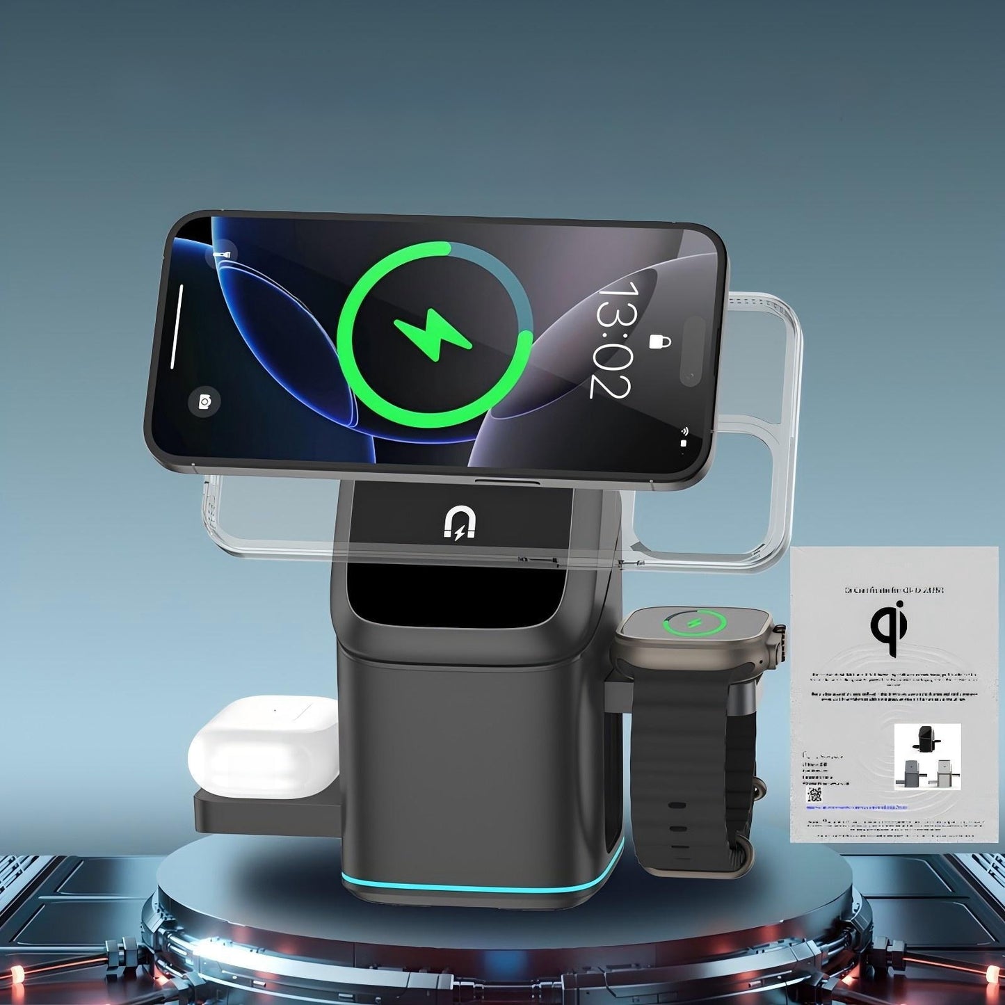 Qi2 Certified 3-in-1 Magnetic Wireless Charger | iPhone, AirPods & Apple Watch