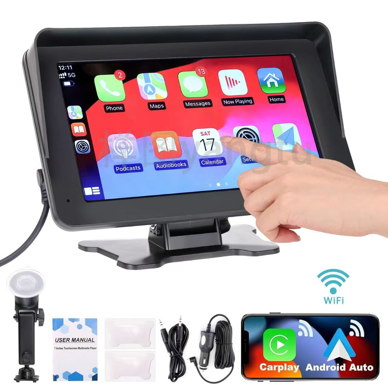 7inch Wireless Carplay Display GPS Navigation FM Transmitter