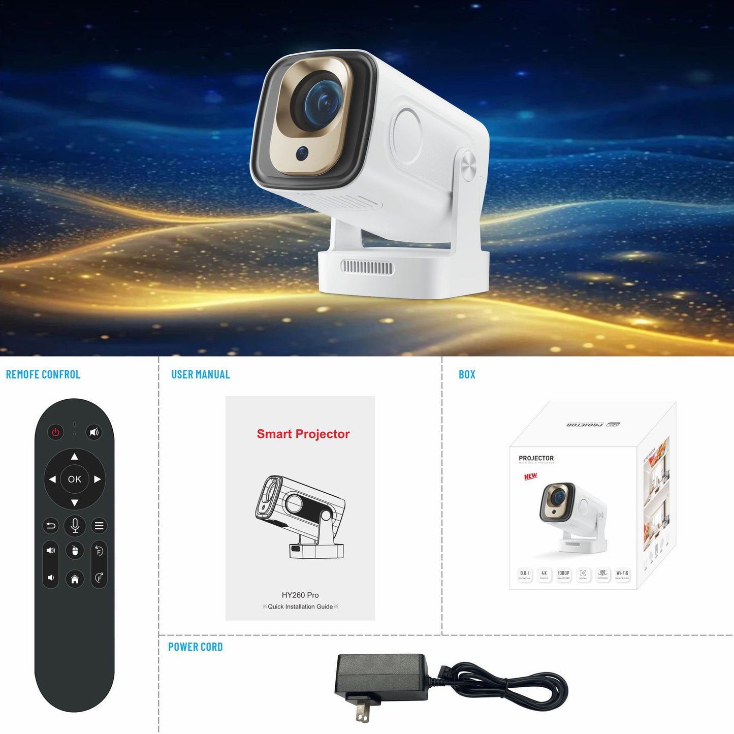 Portable Mini Projector 4K | Autofocus, 1080P HD, Indoor & Outdoor