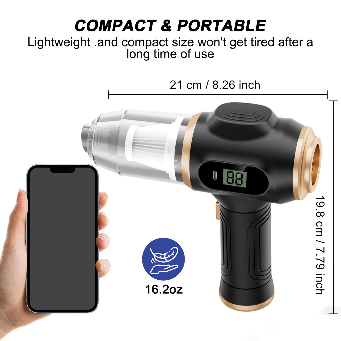 Cordless Handheld Car Vacuum Cleaner | 120W, Wet & Dry, Blower Function
