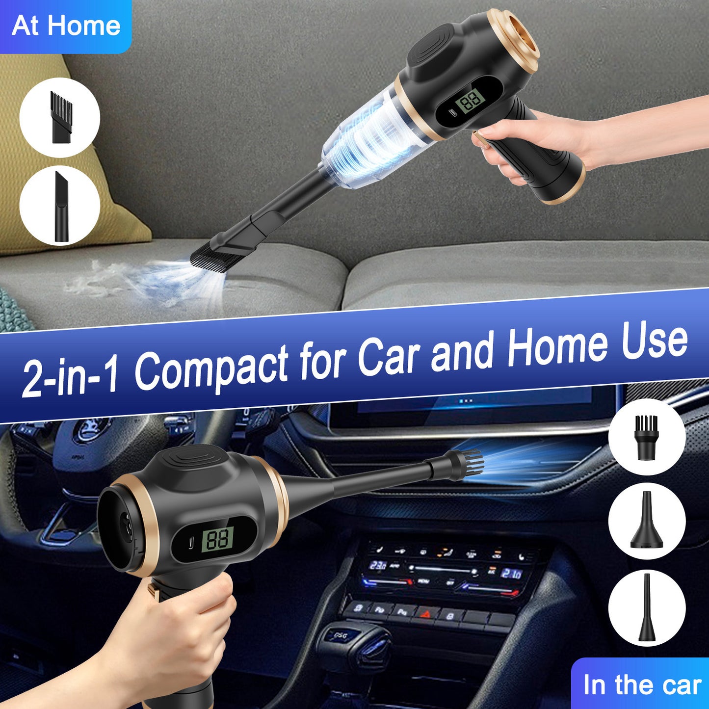 Cordless Handheld Car Vacuum Cleaner | 120W, Wet & Dry, Blower Function
