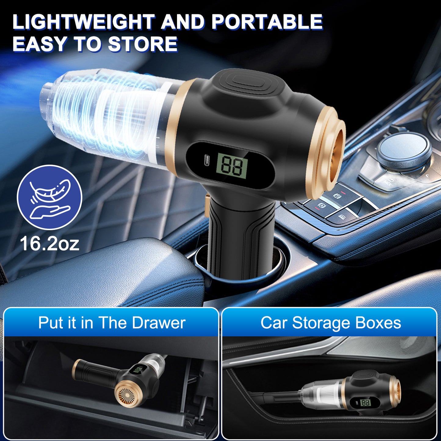 Cordless Handheld Car Vacuum Cleaner | 120W, Wet & Dry, Blower Function